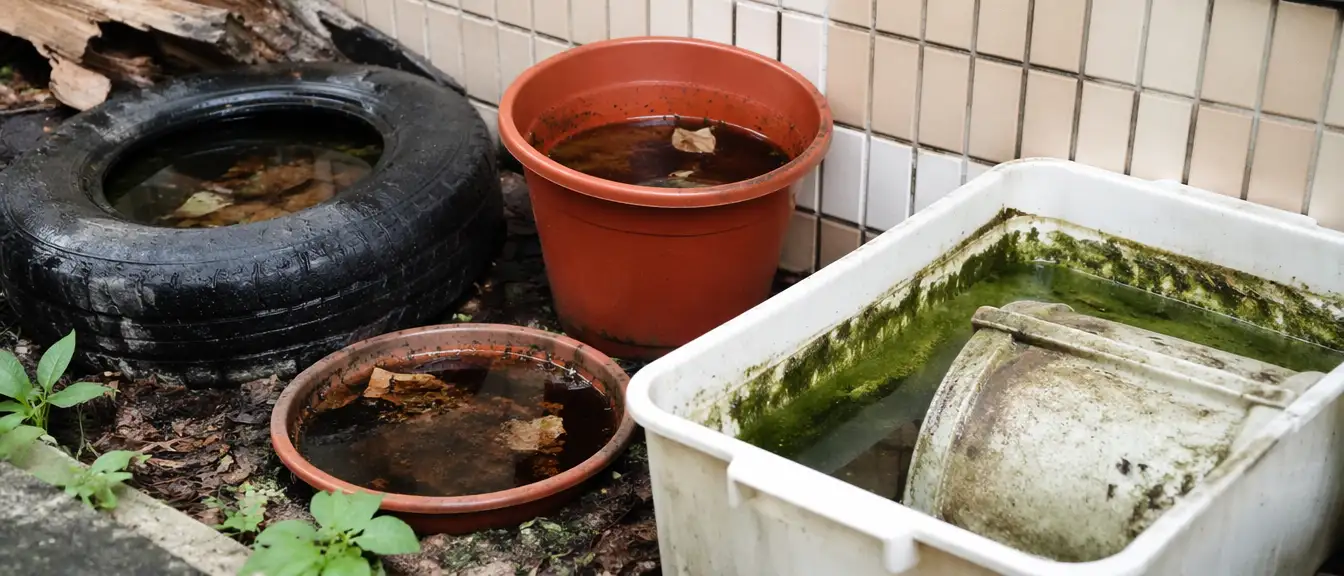 廢輪胎與花盆積水是蚊子孳生源的常見來源
