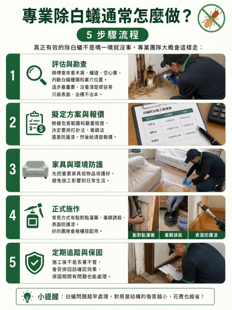 專業除白蟻通常怎麼做？5 步驟流程